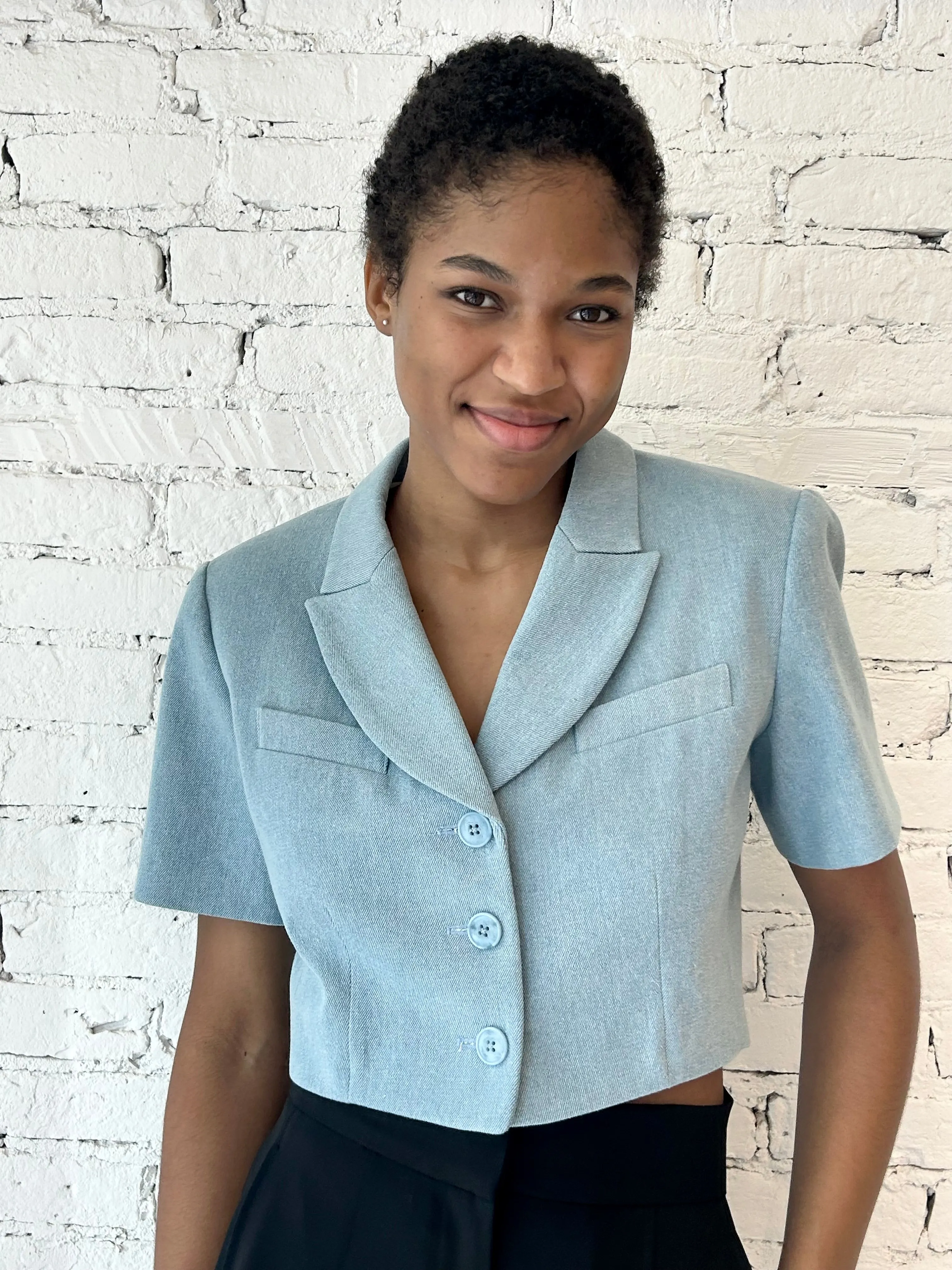 Niki Cropped Jacket - Denim