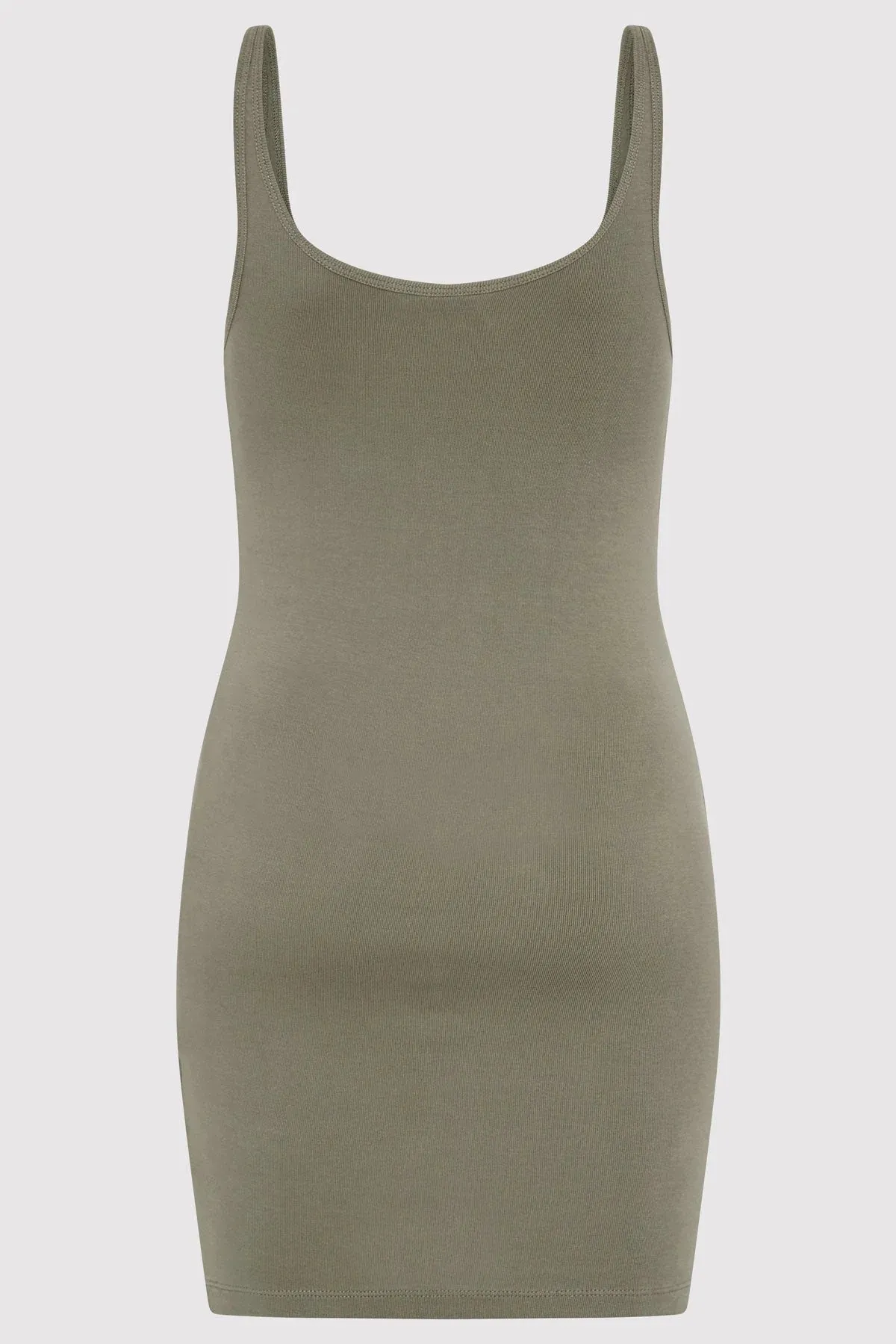 Organic Cotton Slip Dress - Smokey Olive