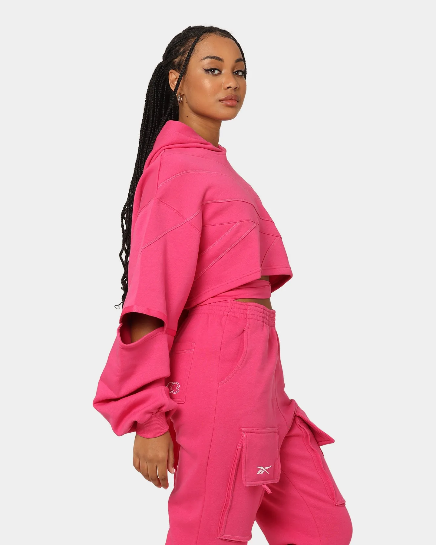 Reebok Women's Cardi B X Reebok Knit Sweatshirt Pink Fusion