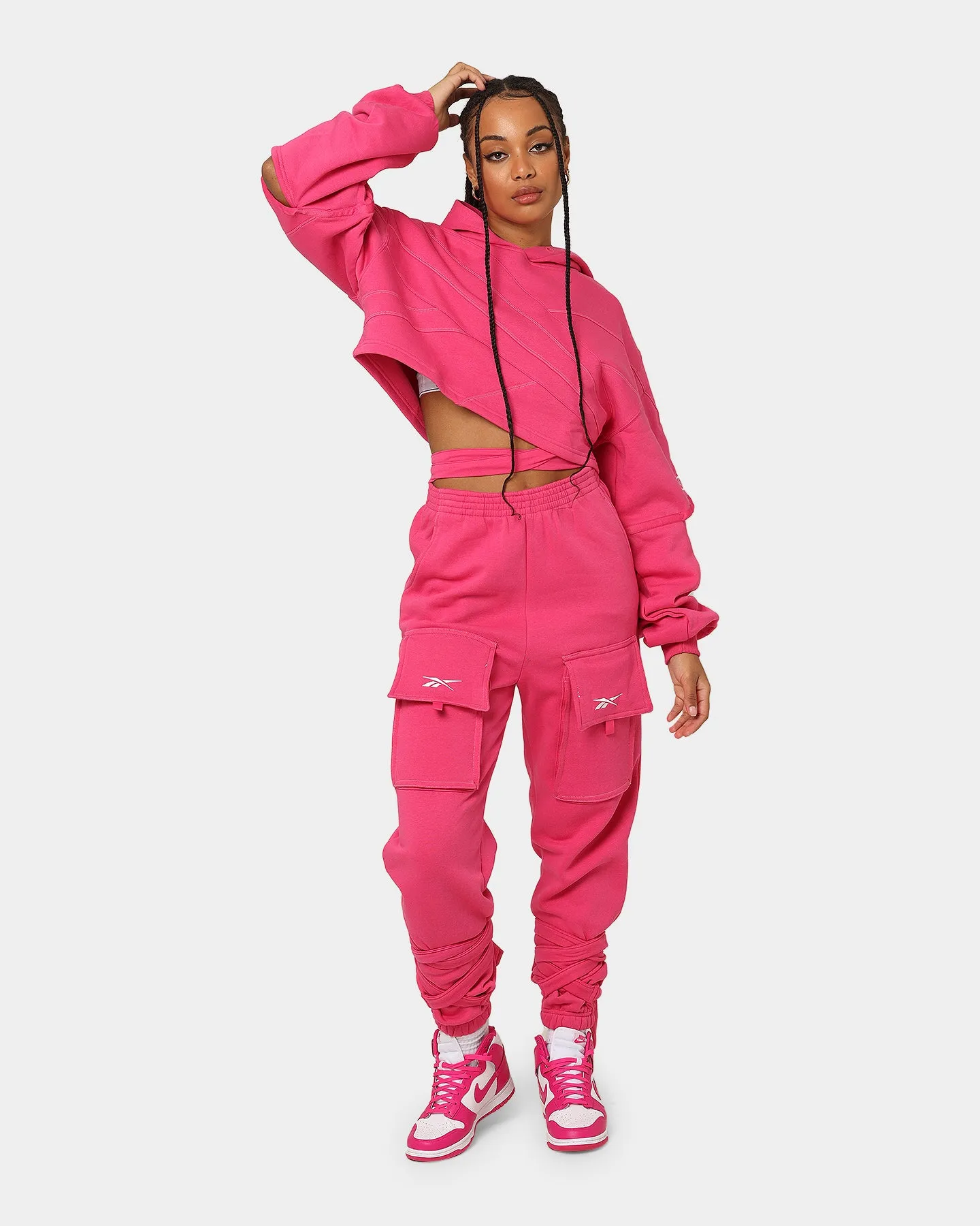 Reebok Women's Cardi B X Reebok Knit Sweatshirt Pink Fusion