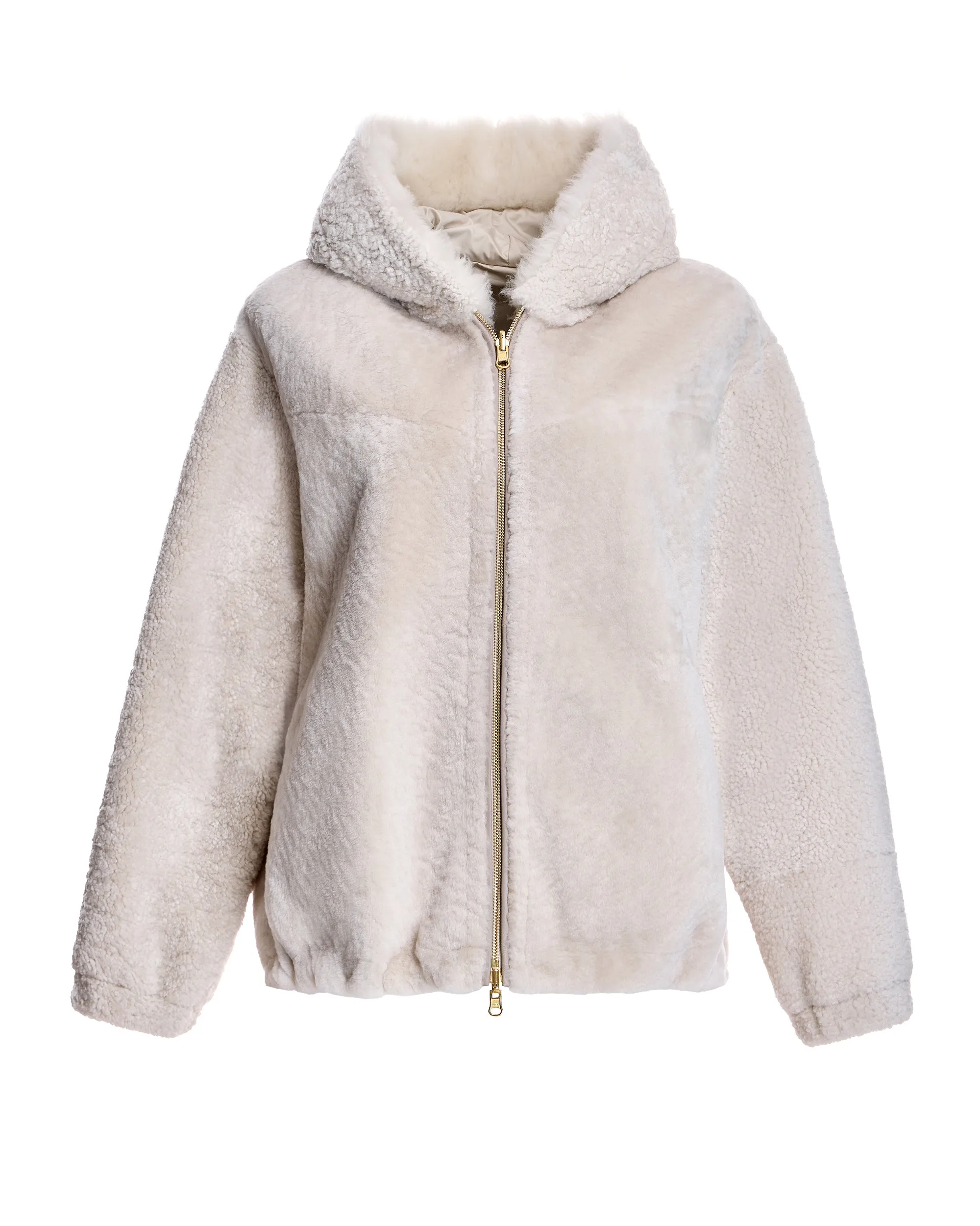 REVERSIBLE SHEARLING JACKET WITH HOOD
