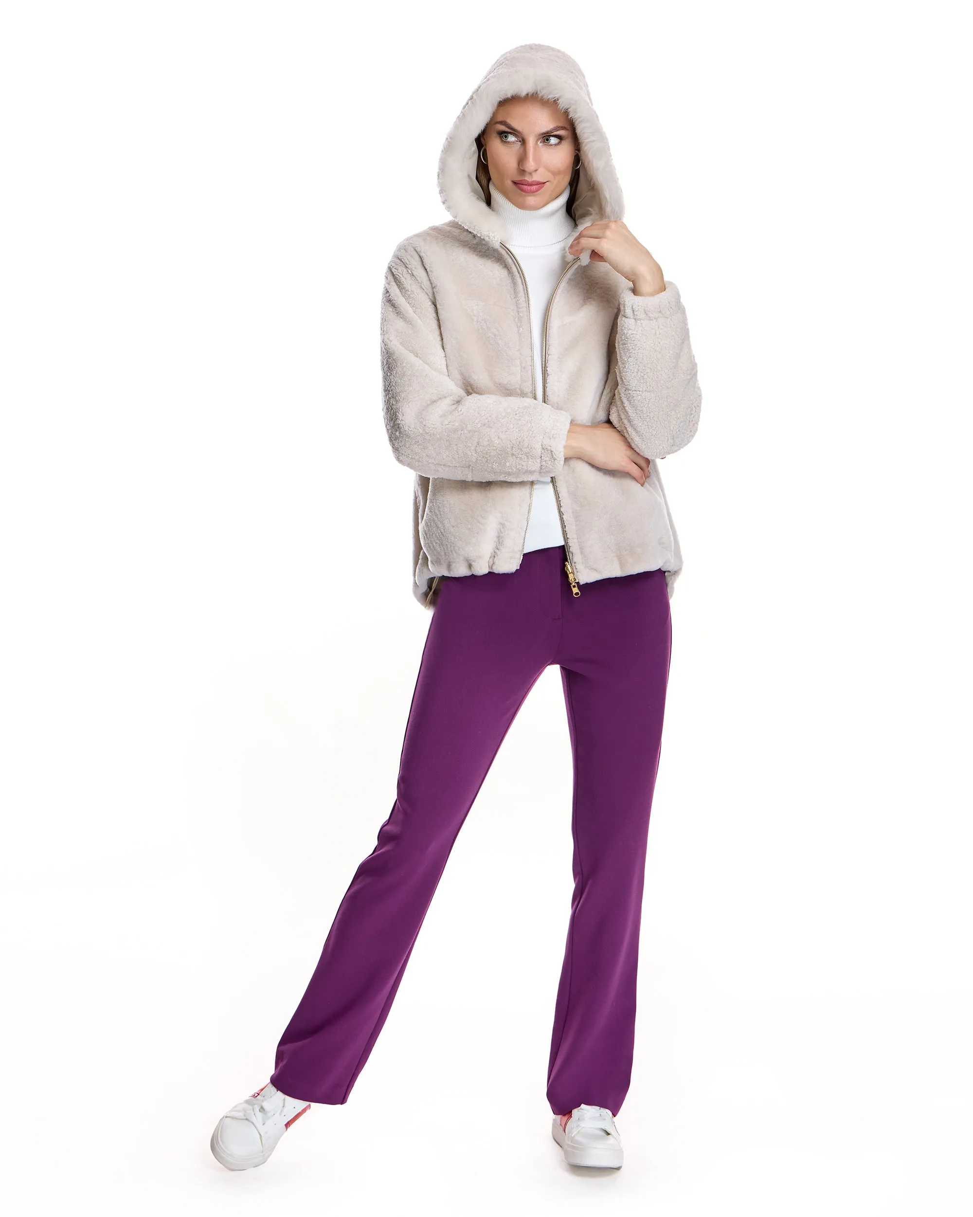 REVERSIBLE SHEARLING JACKET WITH HOOD