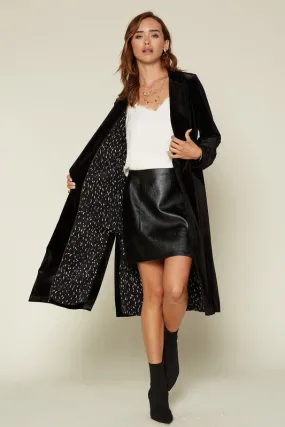 Sabra Velvet Duster Coat-Black