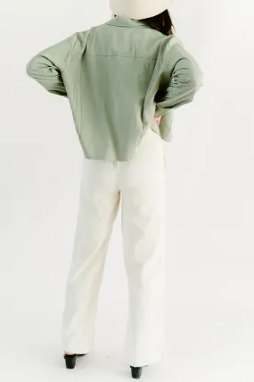 Sage Green Crop Twill Jacket
