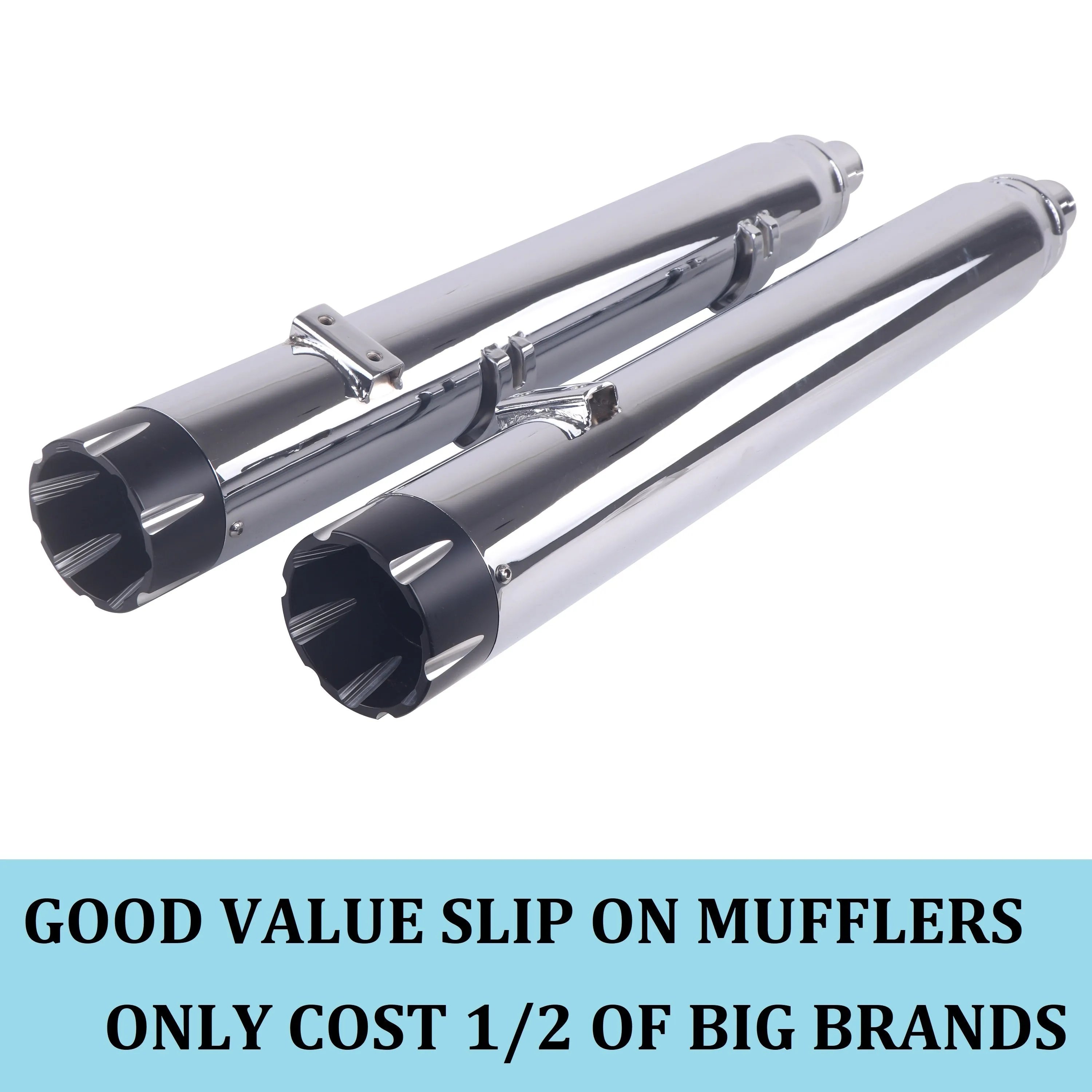 Sharkroad Chrome 4" Slip On Mufflers Exhaust for Indian Touring 2014-2023 Chief