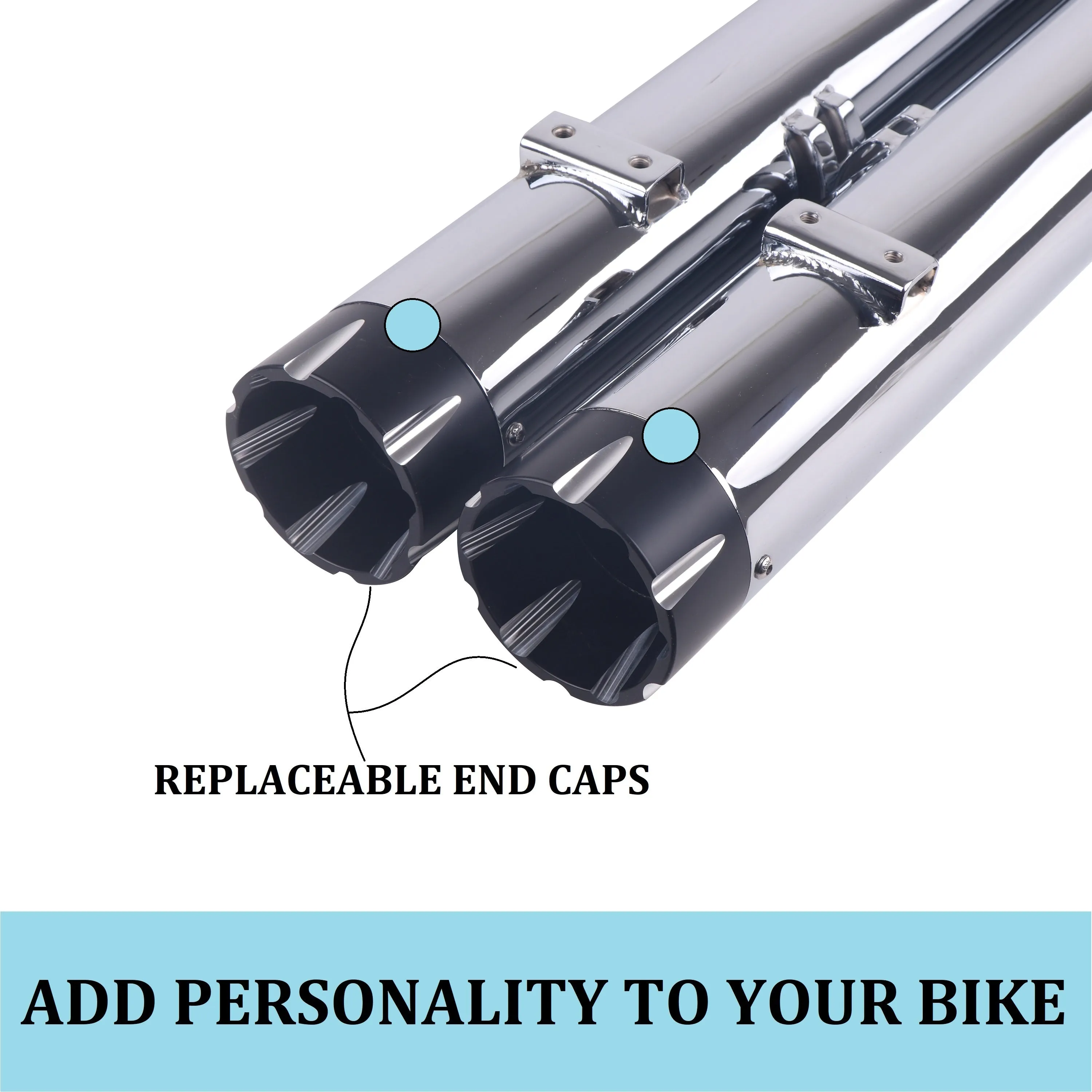 Sharkroad Chrome 4" Slip On Mufflers Exhaust for Indian Touring 2014-2023 Chief