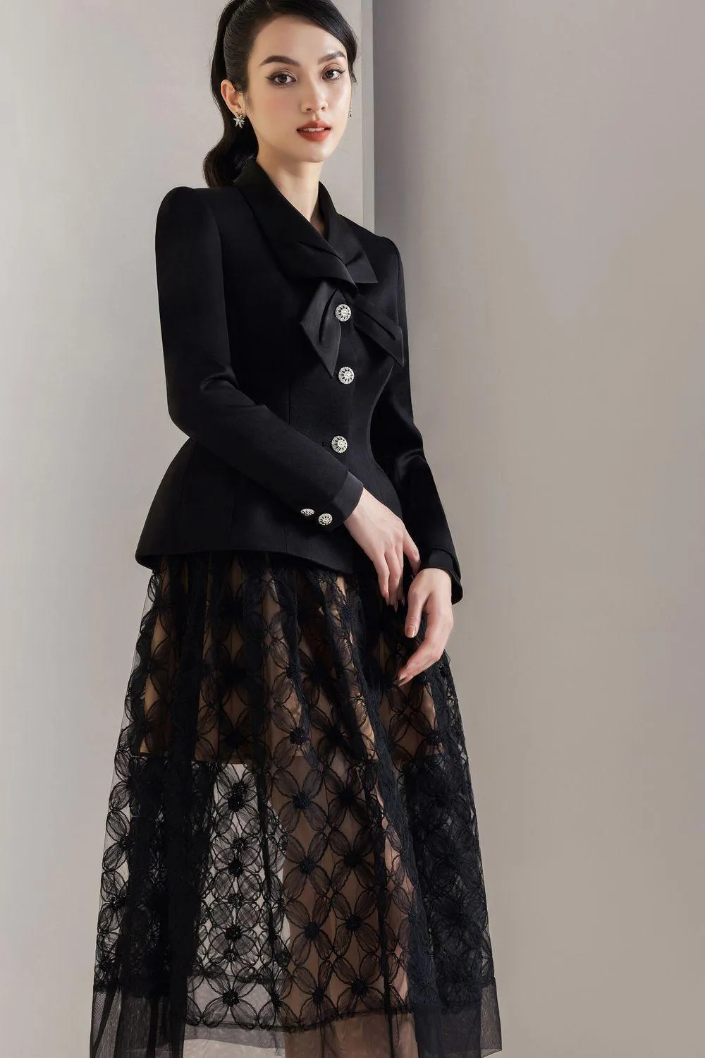 Sheila Peplum Square Shoulder Polycotton Jacket