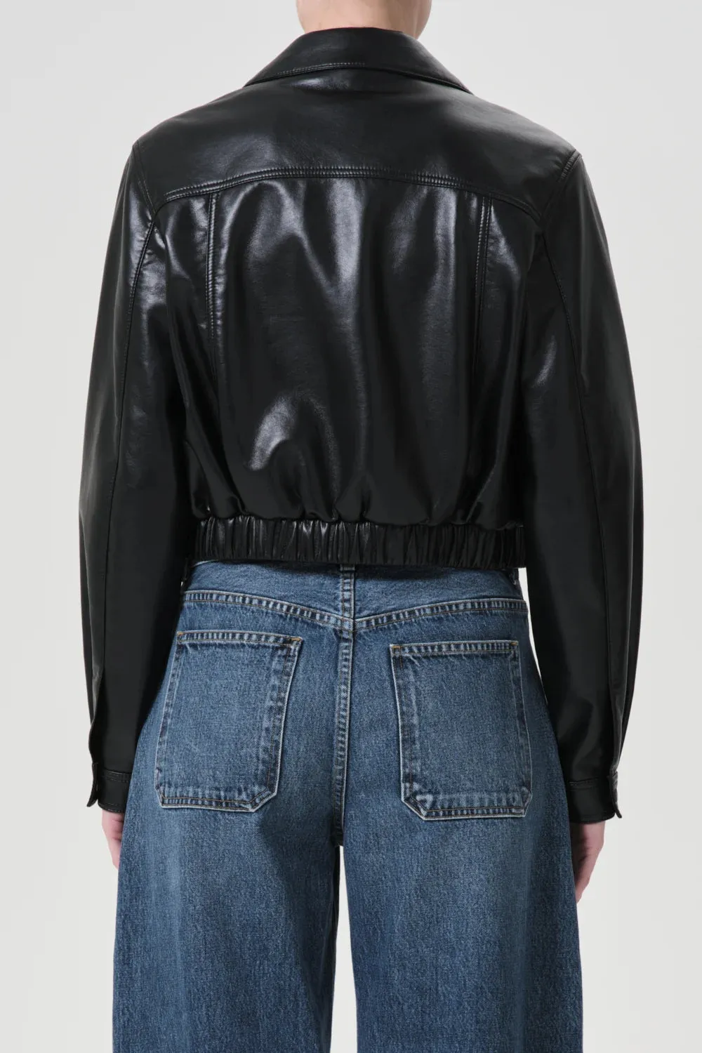 Shoreditch Ski Club x AGOLDE Essie Recycled Leather Cropped Jacket