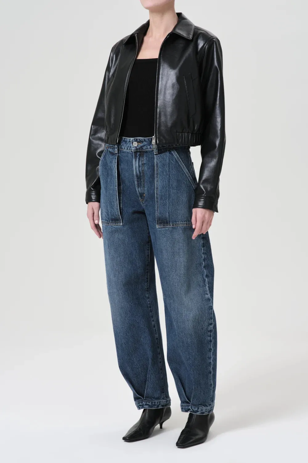 Shoreditch Ski Club x AGOLDE Essie Recycled Leather Cropped Jacket