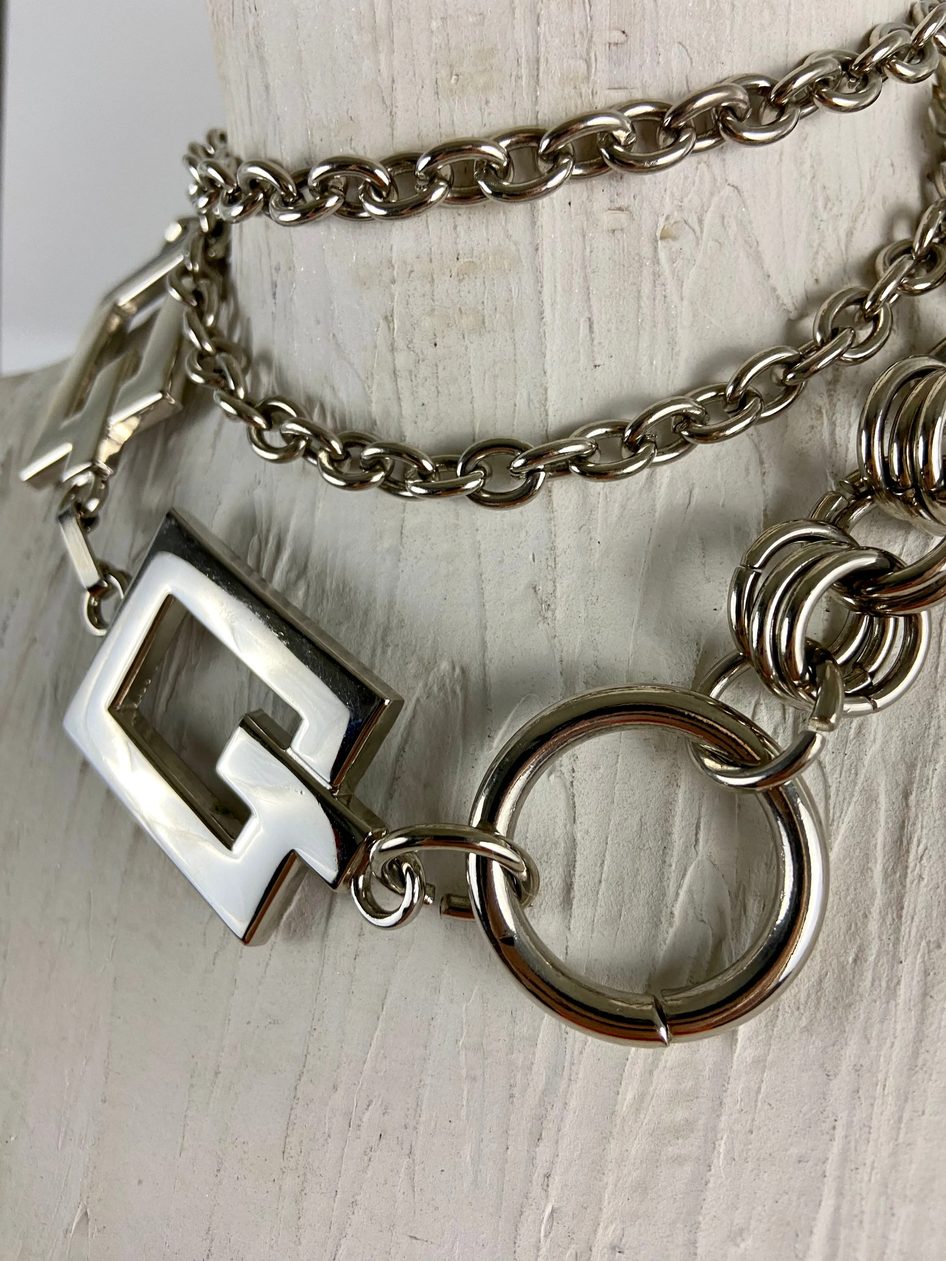 Silver chain waist belt
