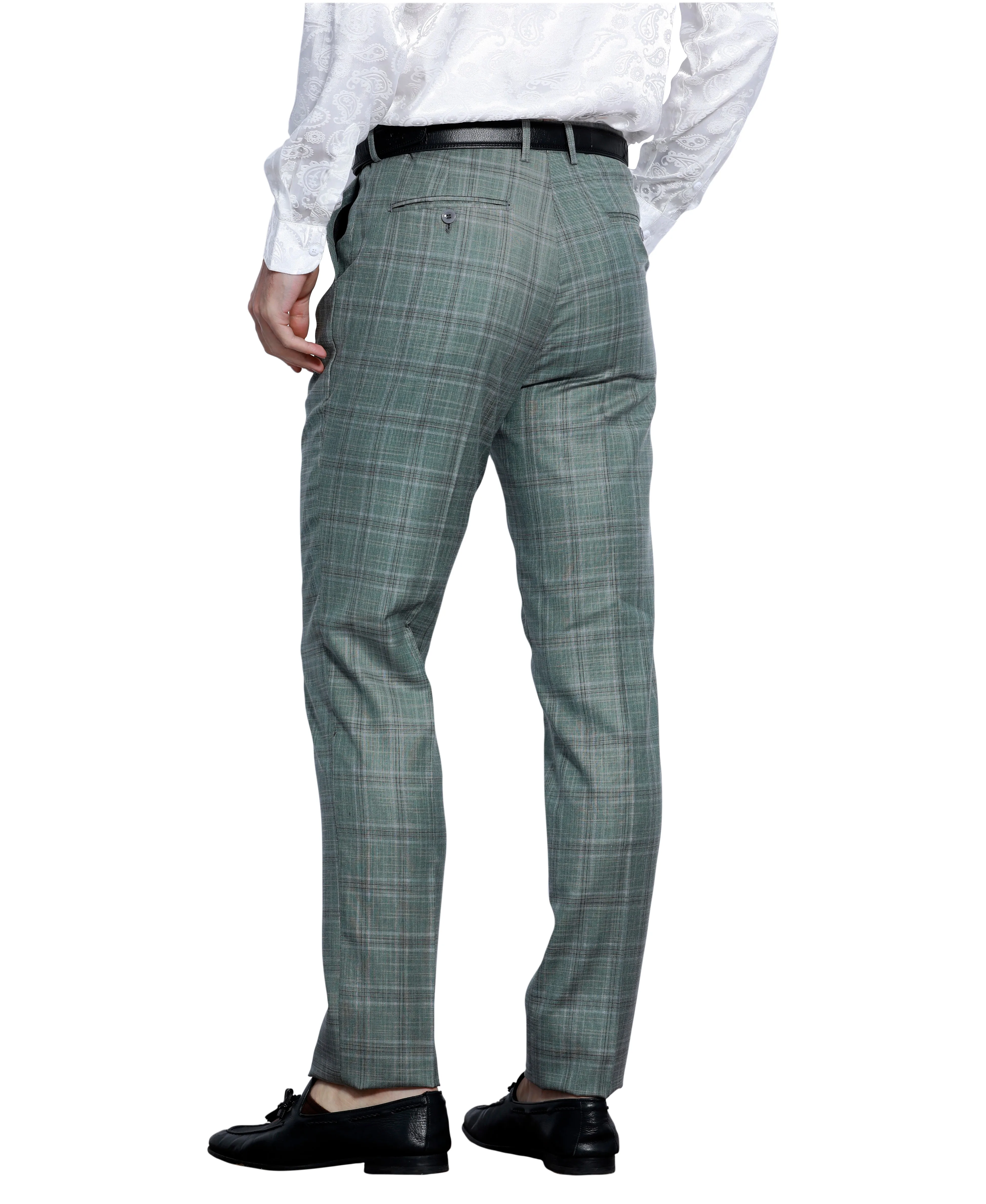 Skinny Fit Plaid Dress Pants, Mint