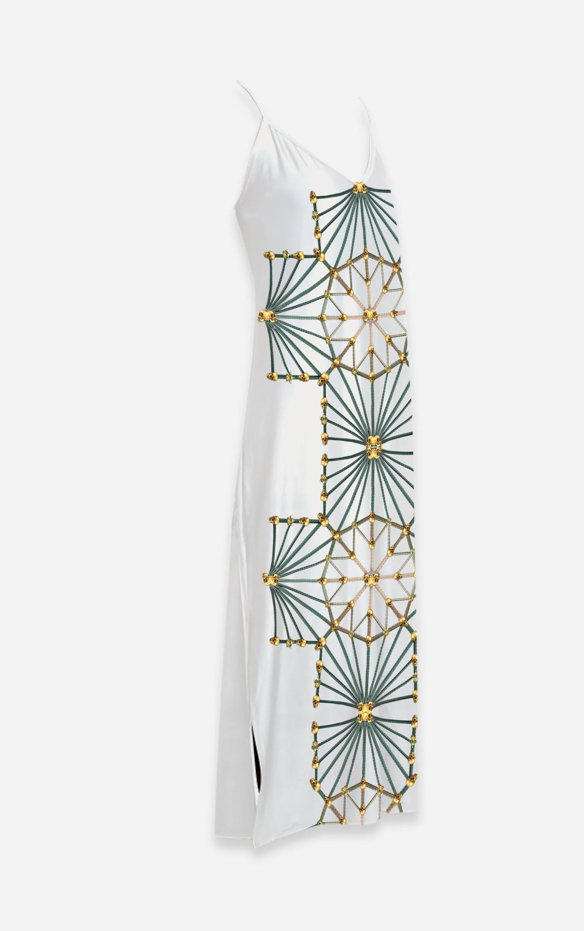 Skull Cathedral- French Gothic V Neck Slip Dress in Lightest Gray |  Glam Macabre™ Collection