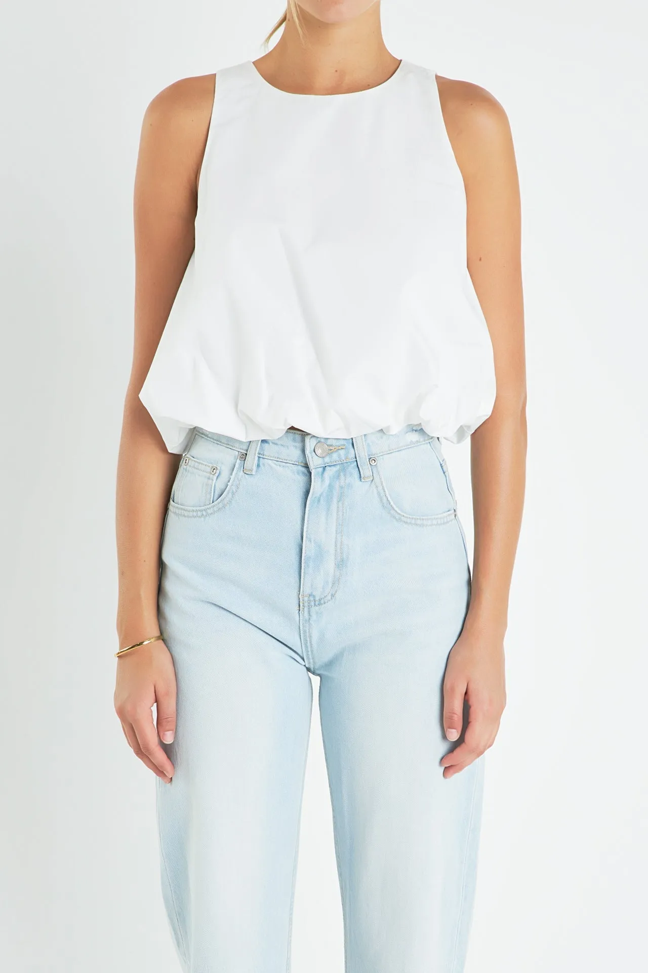 Sleeveless Bubble Cropped Top