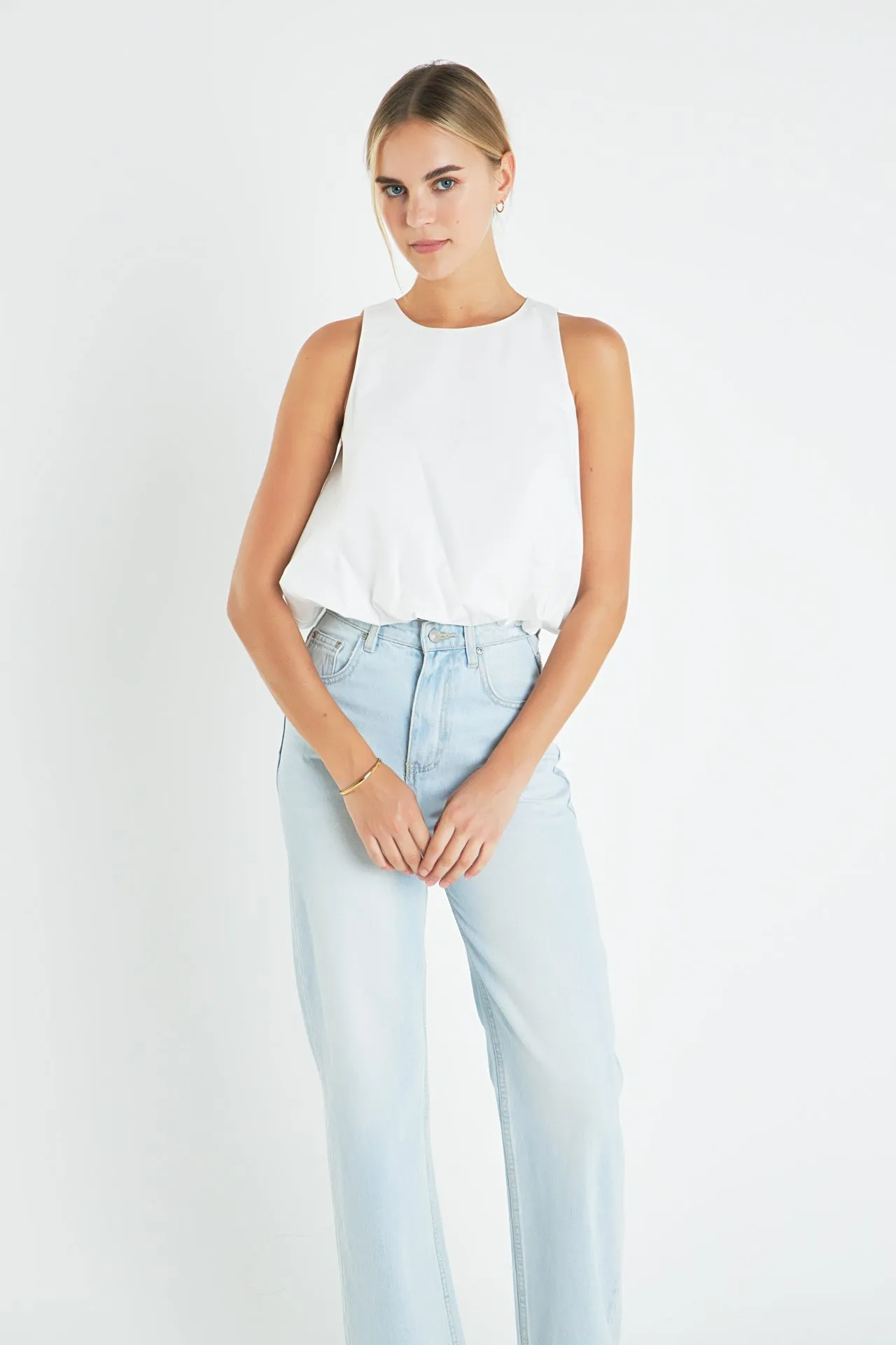 Sleeveless Bubble Cropped Top