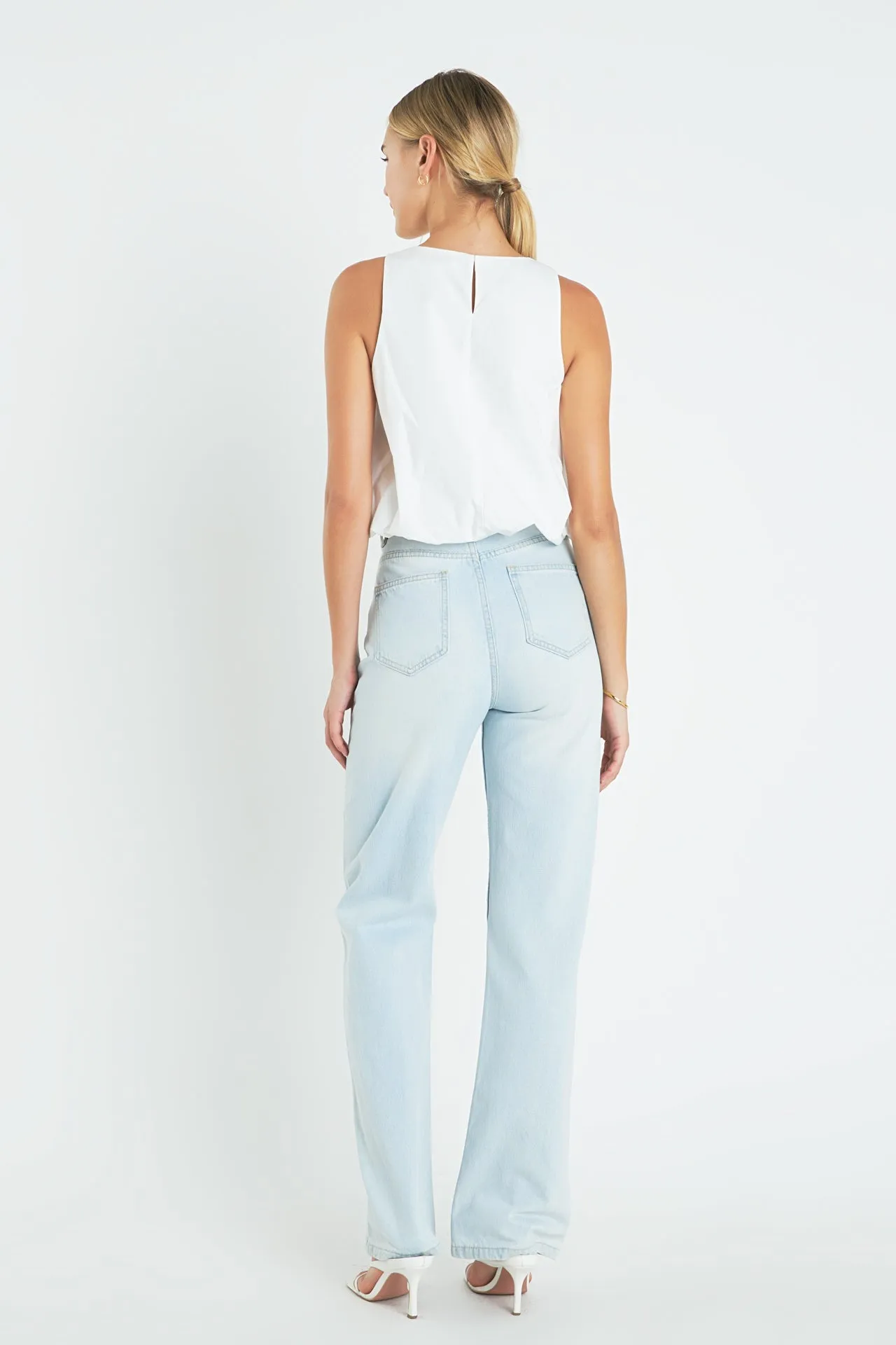 Sleeveless Bubble Cropped Top