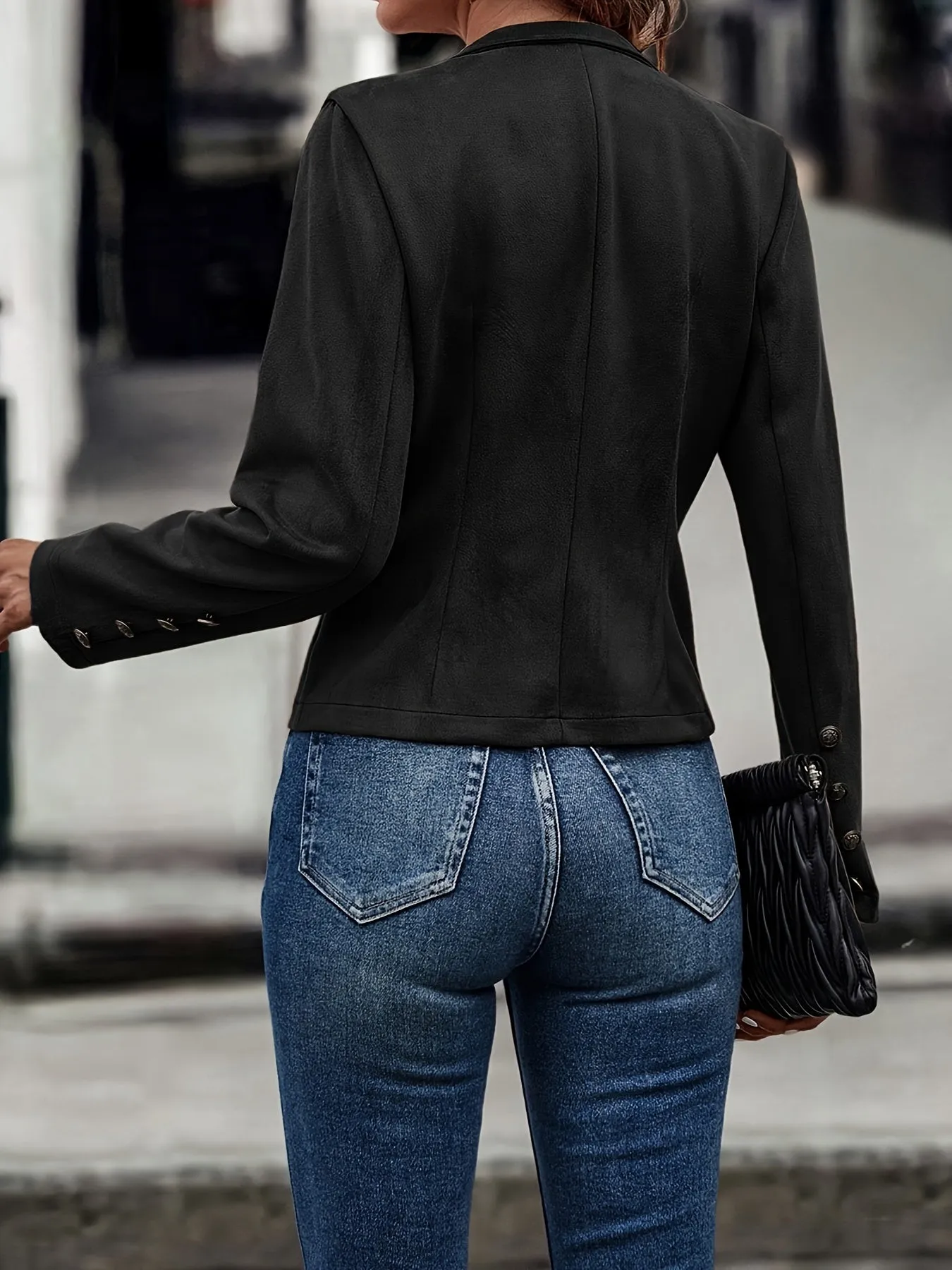 Solid Double Breasted Vintage Jacket