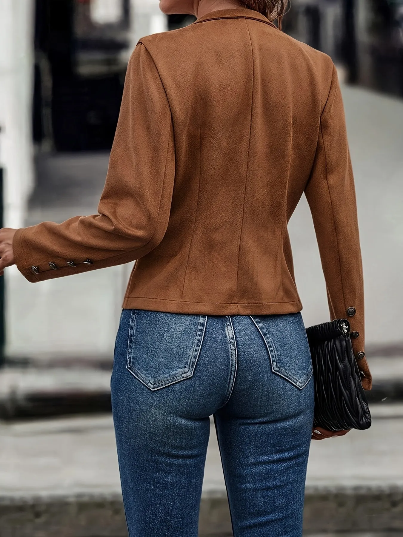 Solid Double Breasted Vintage Jacket