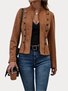 Solid Double Breasted Vintage Jacket