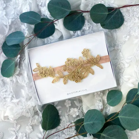 Solid Gold Color Non-Slip Wedding Garter - The Elsie