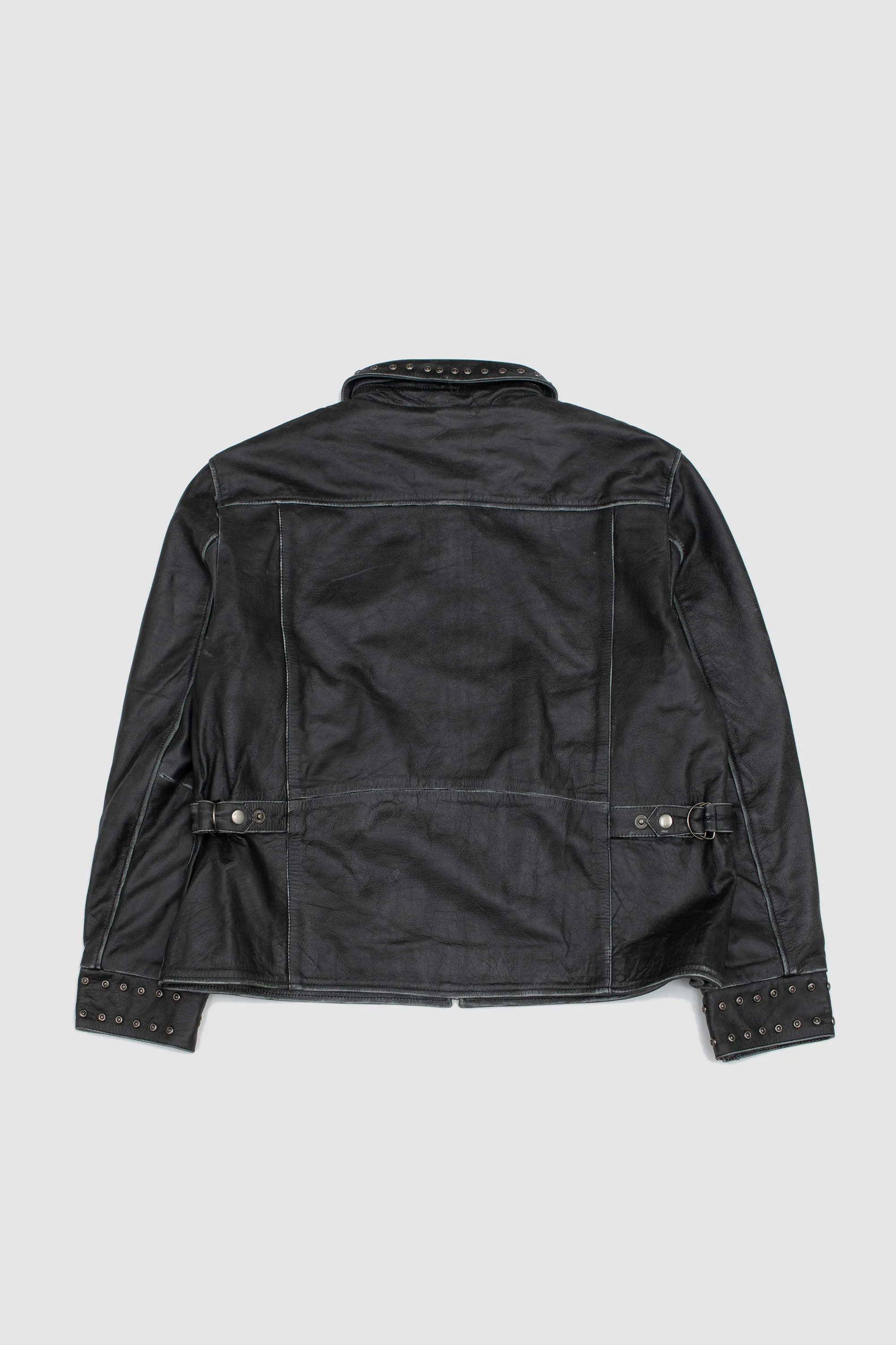 Studded Leather Pocket Jacket Vintage Black