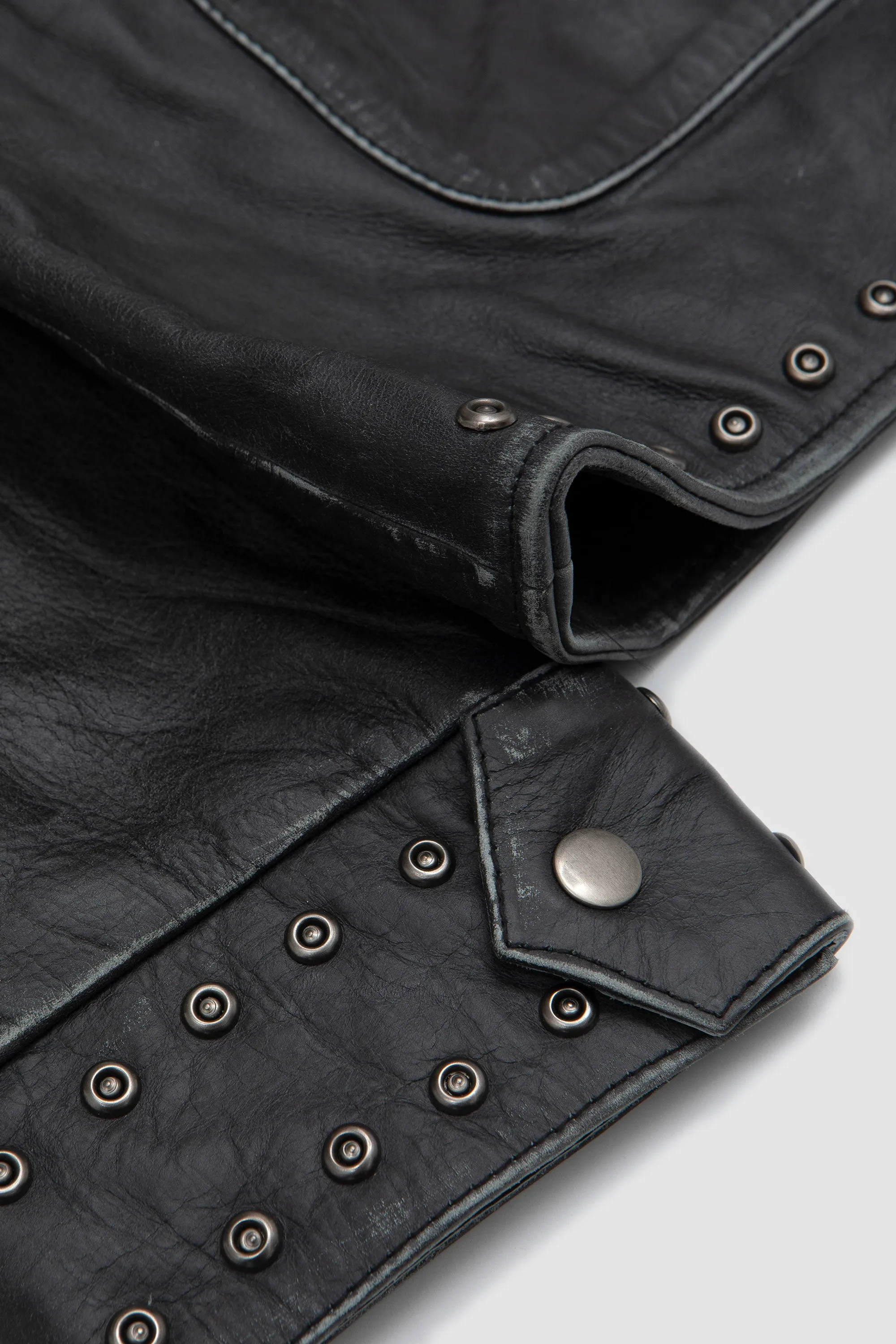 Studded Leather Pocket Jacket Vintage Black