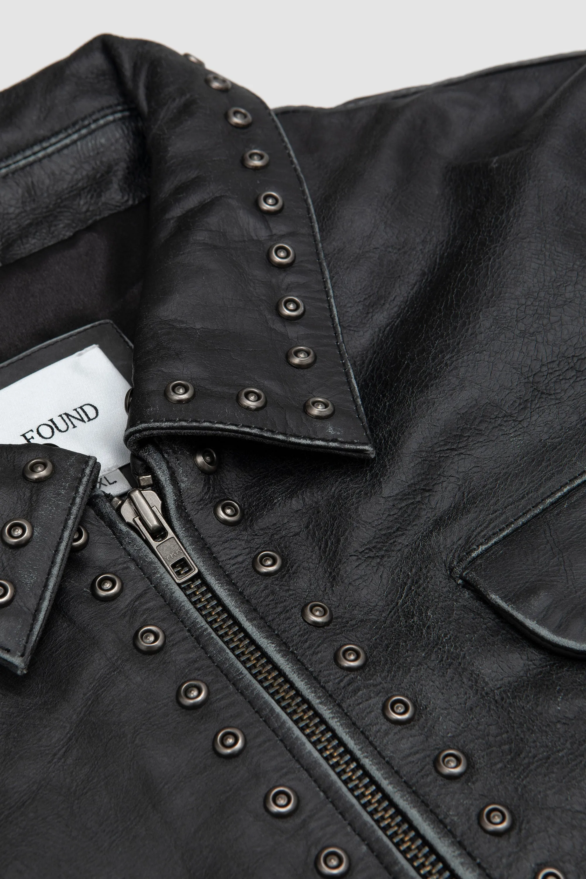 Studded Leather Pocket Jacket Vintage Black