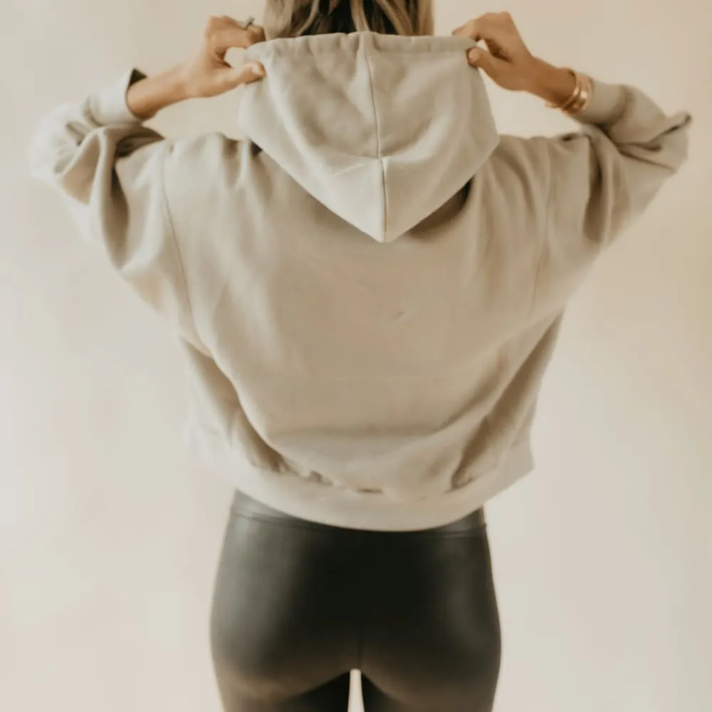 Sueded Crop Hooded Sweatshirt