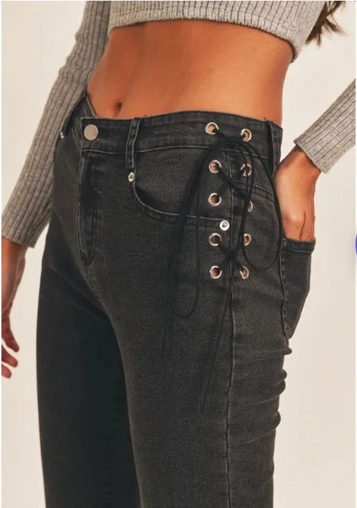 Tania Cropped Black Denim Jacket