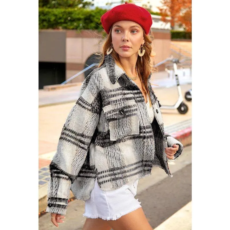 The Madelyn Black/White Plaid Jacket