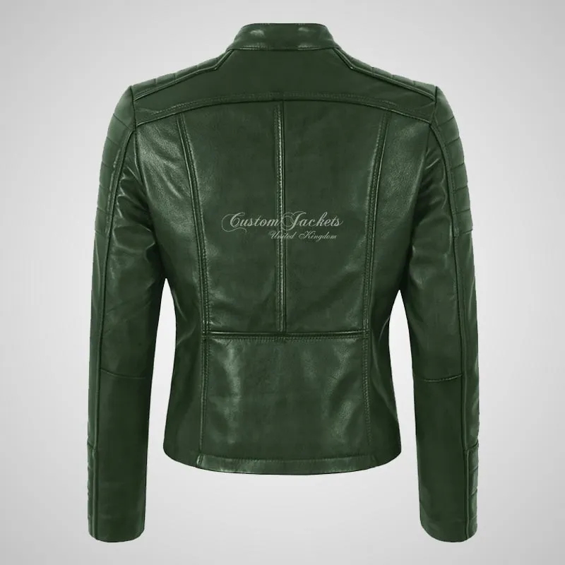 USK Women's Leather Biker Jacket Fitted Fashion Jacket