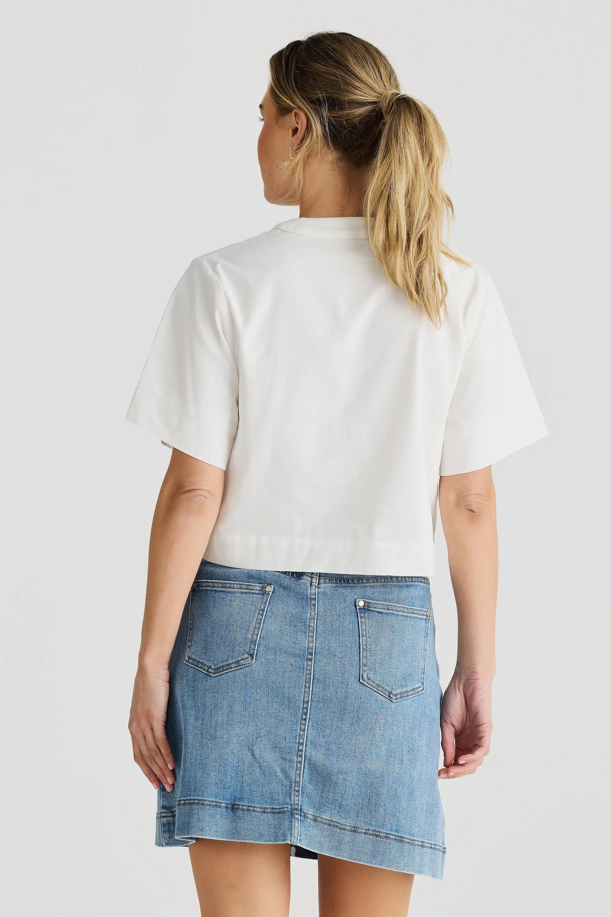 V-Neck Short Sleeve Top - White
