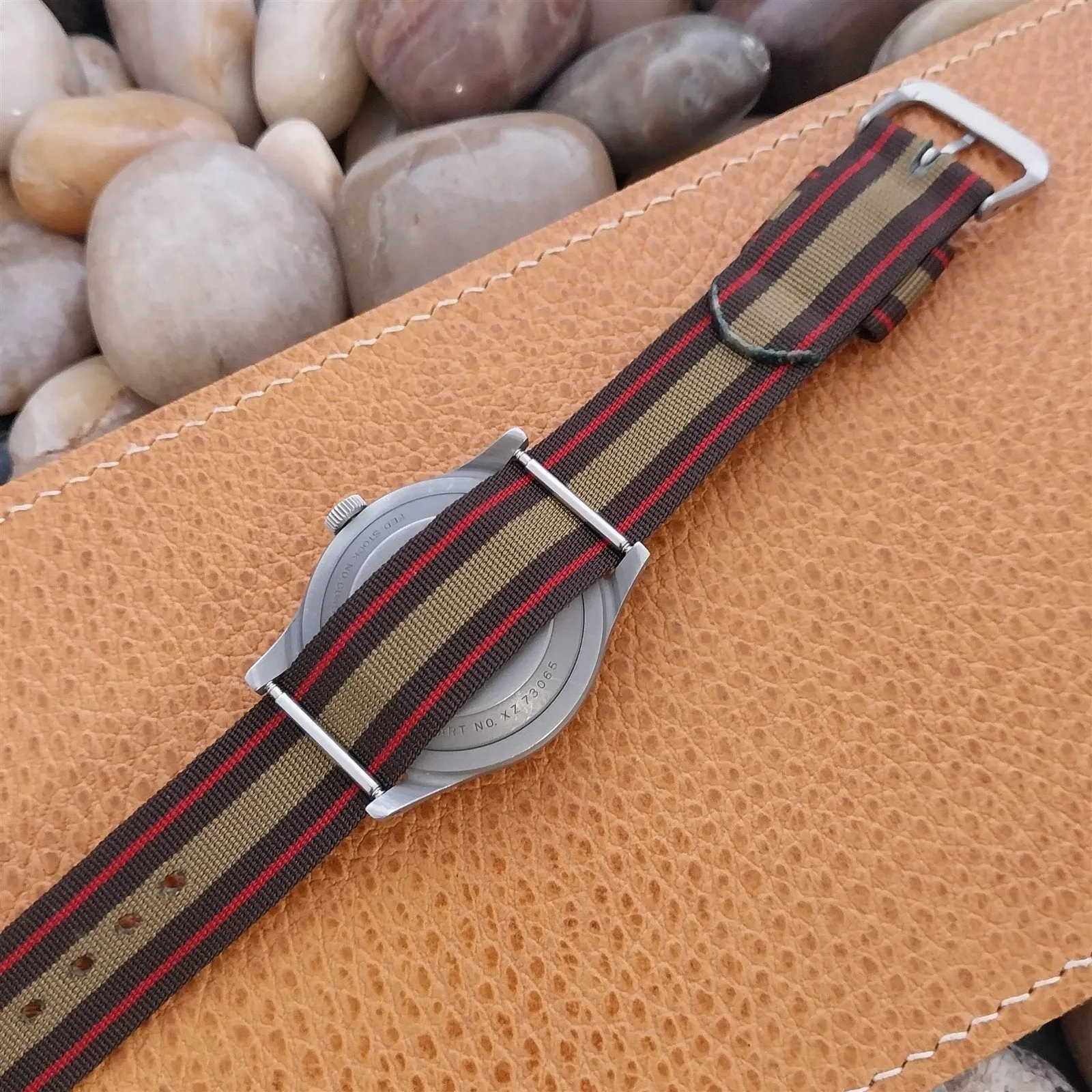 Vintage 11/16" 1950s Nylon Regimental Stripe Slip-Through Unused Watch Band