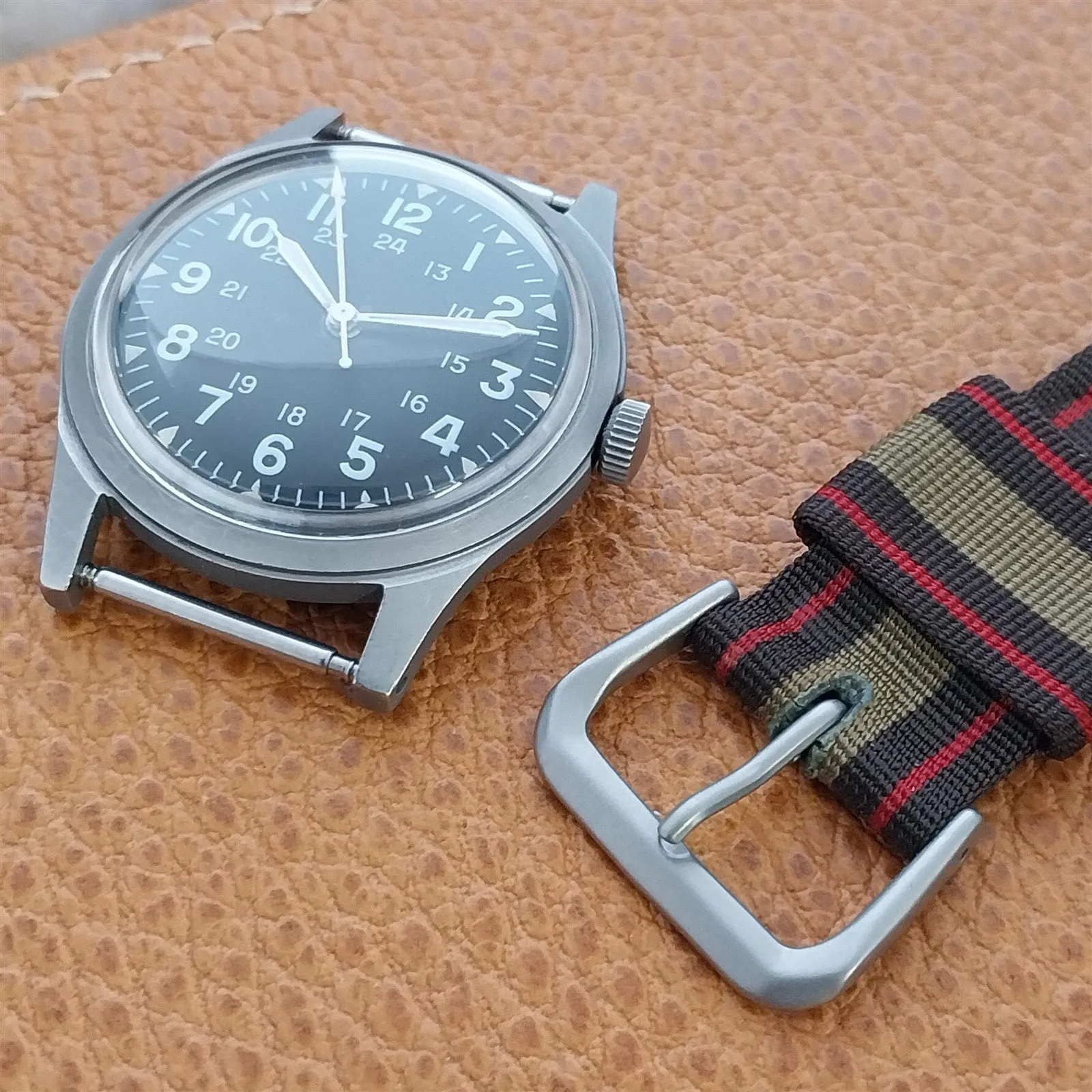 Vintage 11/16" 1950s Nylon Regimental Stripe Slip-Through Unused Watch Band