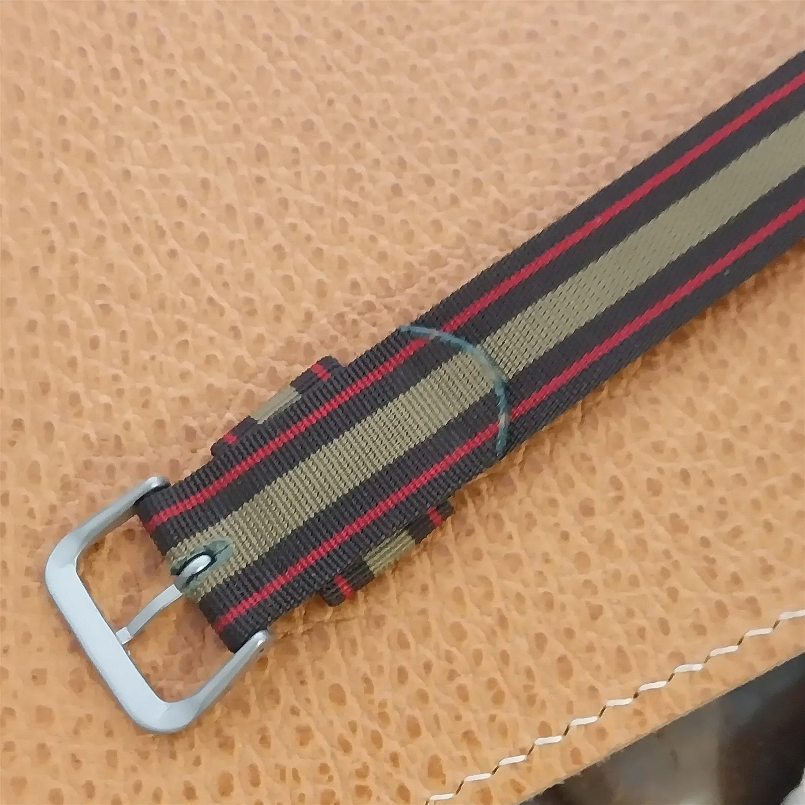 Vintage 11/16" 1950s Nylon Regimental Stripe Slip-Through Unused Watch Band