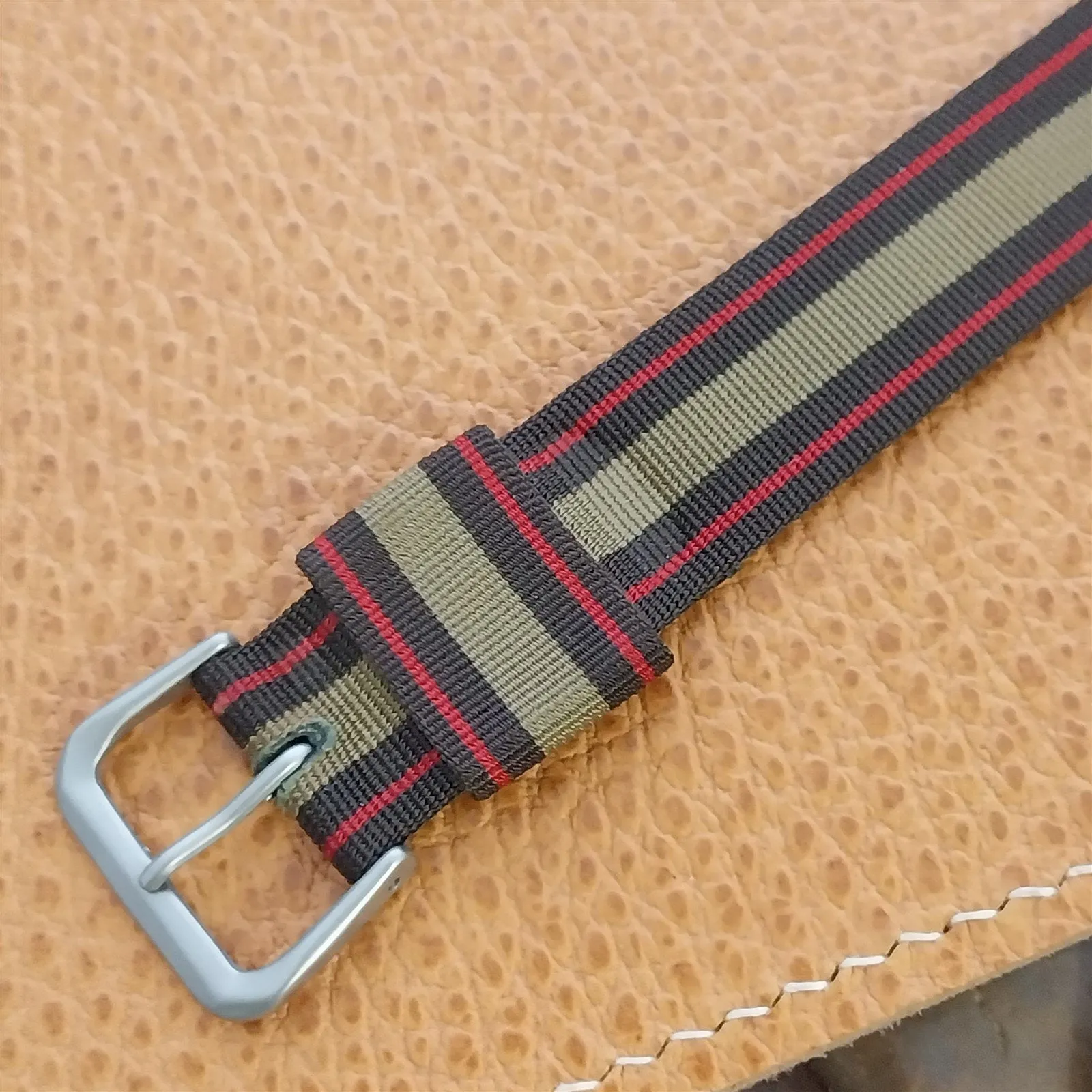 Vintage 11/16" 1950s Nylon Regimental Stripe Slip-Through Unused Watch Band