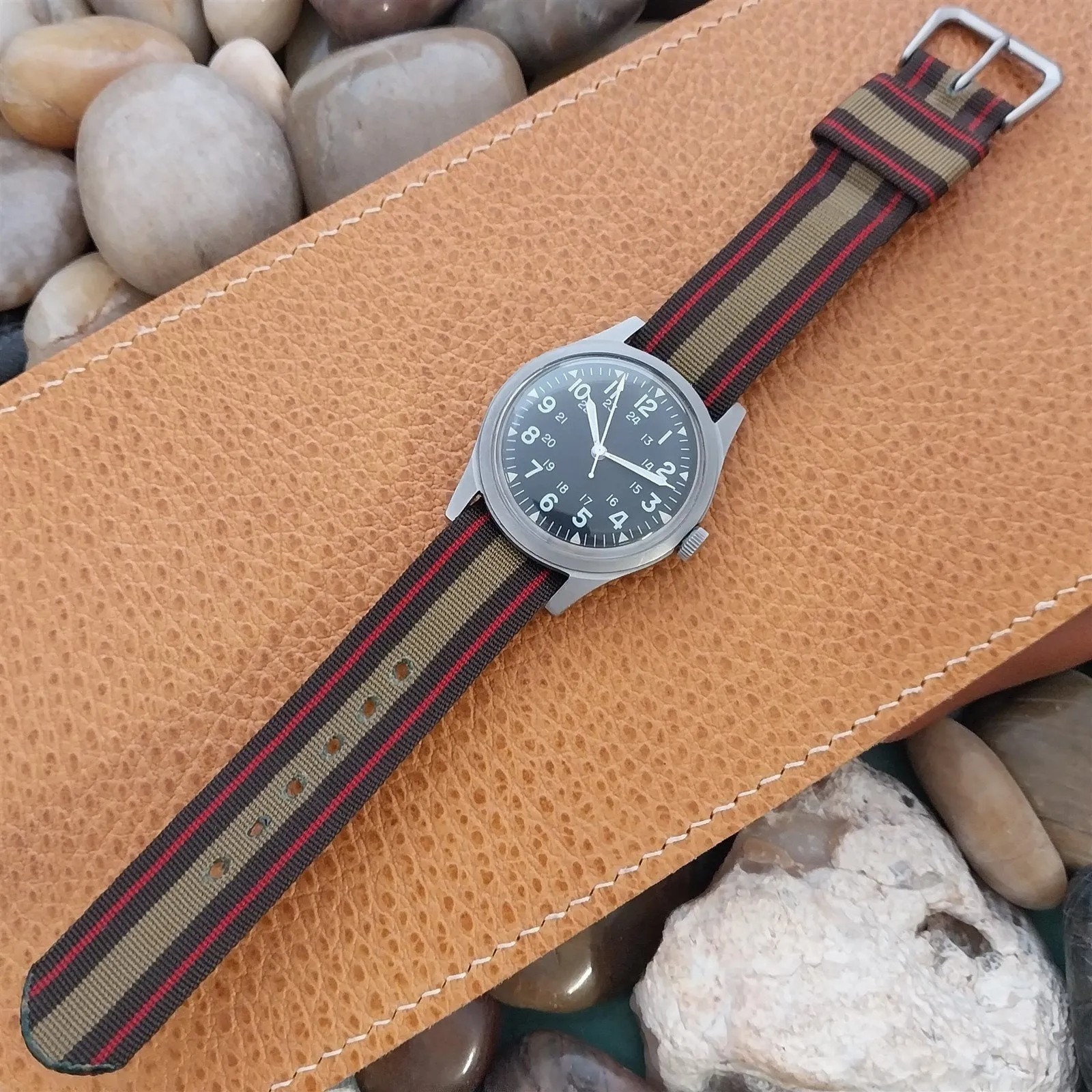 Vintage 11/16" 1950s Nylon Regimental Stripe Slip-Through Unused Watch Band