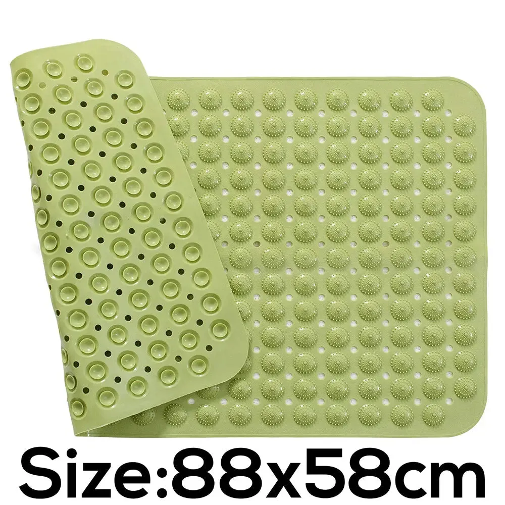 Vinyl Anti-Slip Bath Mat with Suction cup Accu-Pebble  - Green (88*58cm)