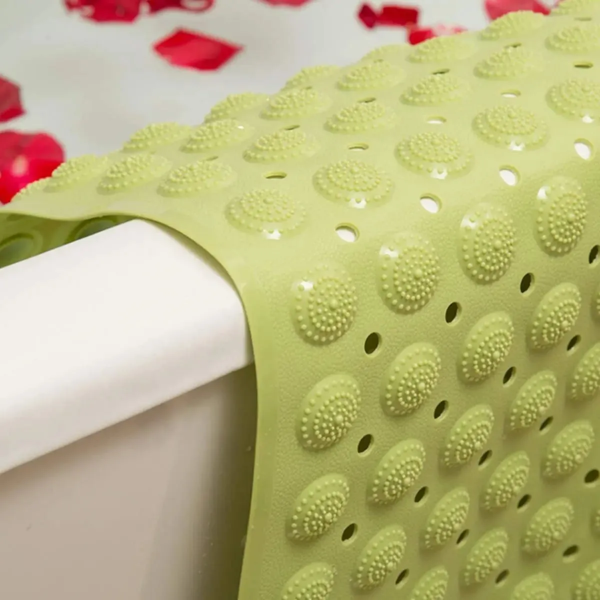 Vinyl Anti-Slip Bath Mat with Suction cup Accu-Pebble  - Green (88*58cm)