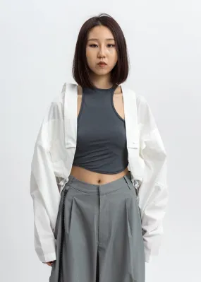 White Cropped Blouson