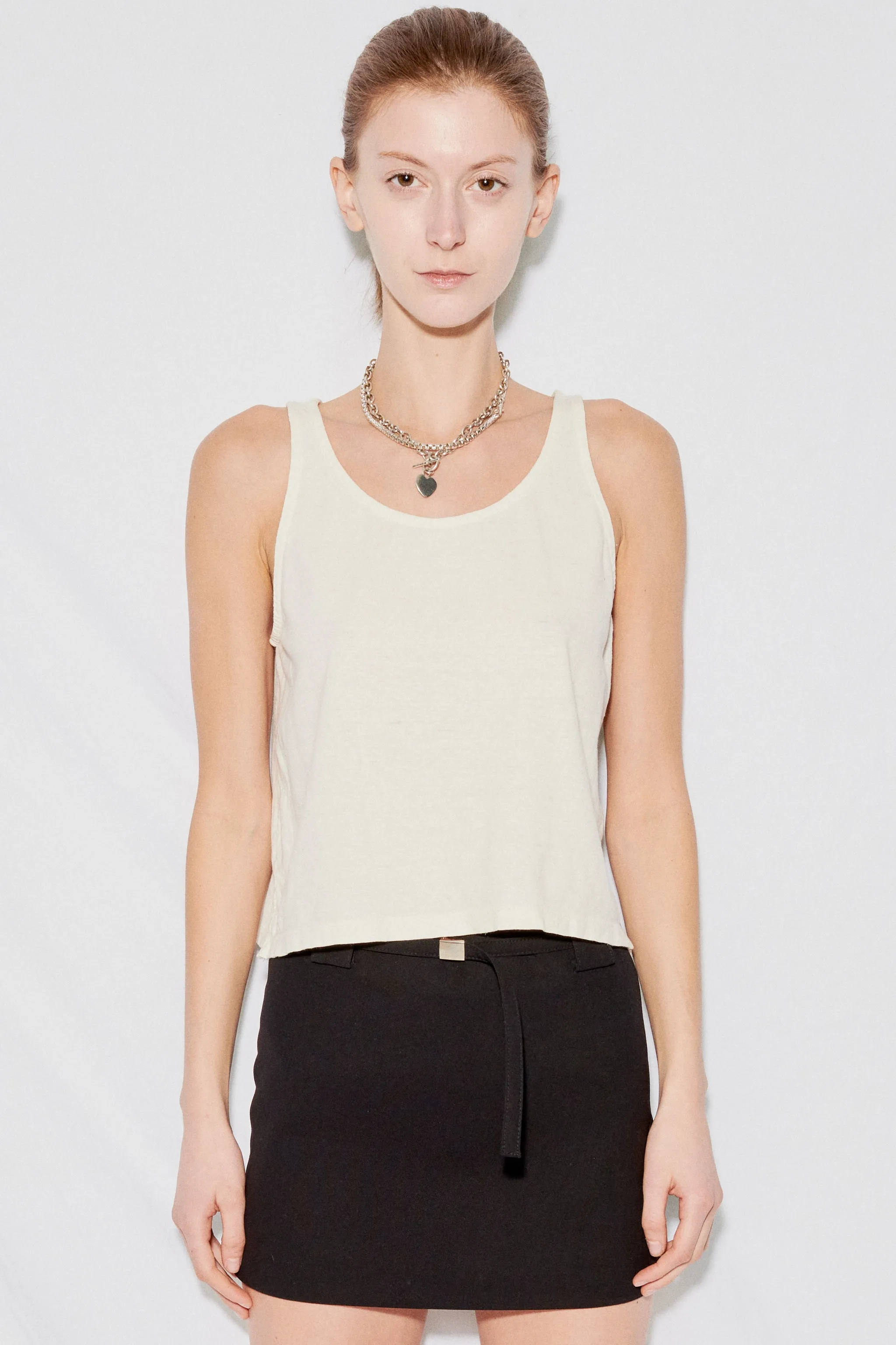 White Cropped Tank