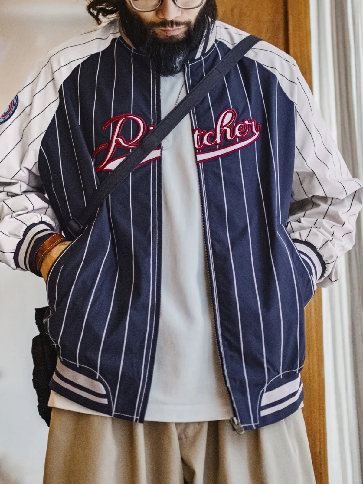 WLS Retro American Striped Baseball Jacket