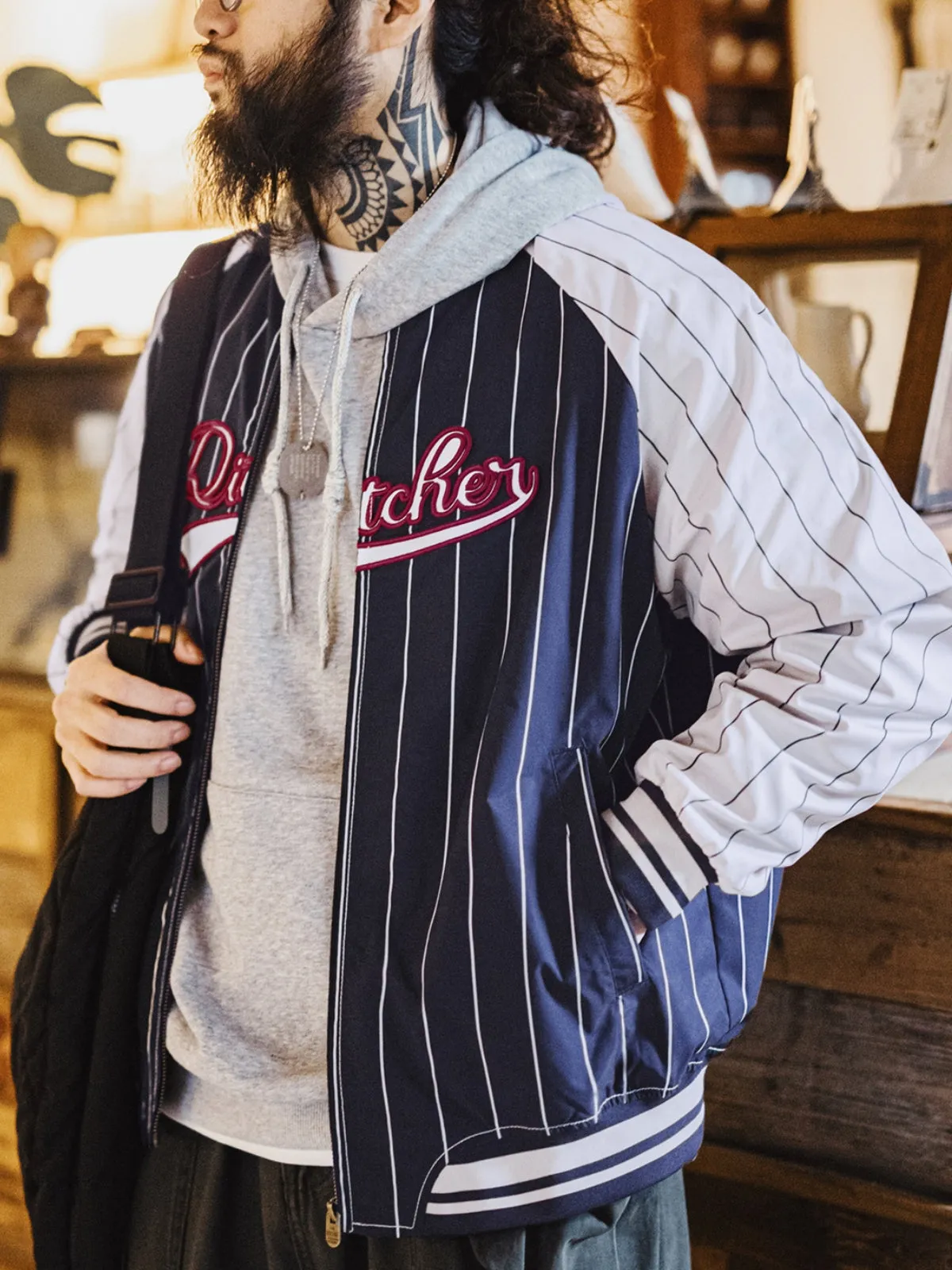 WLS Retro American Striped Baseball Jacket
