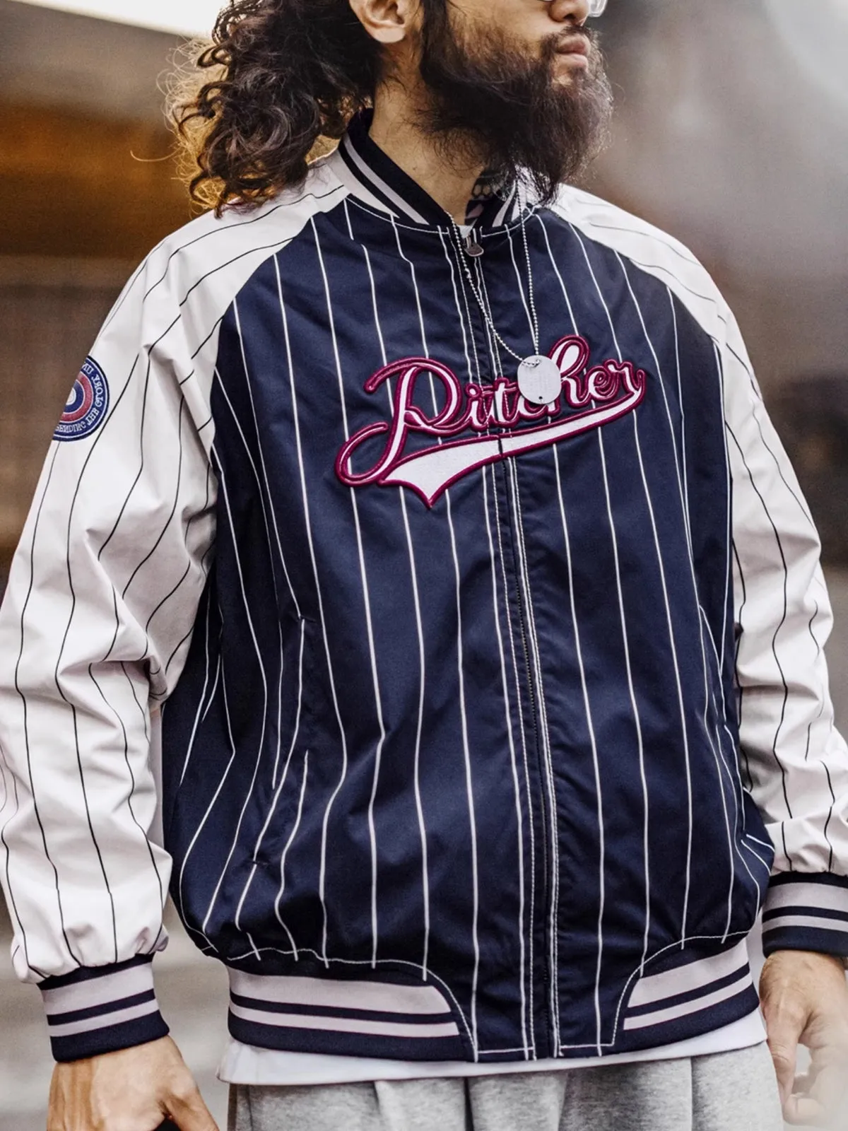 WLS Retro American Striped Baseball Jacket