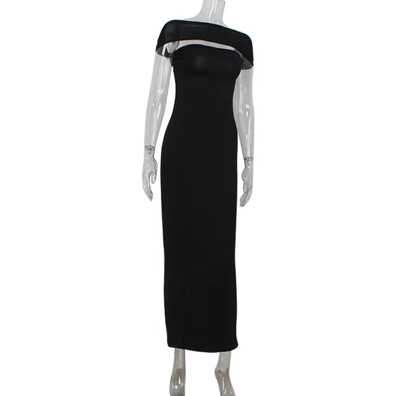 Women Backless Solid Color Tight Sheath Dress