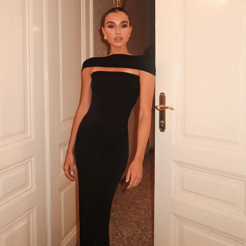 Women Backless Solid Color Tight Sheath Dress