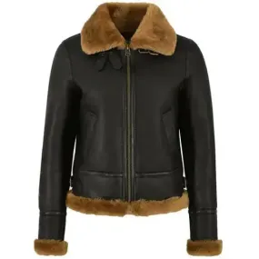Women's B3 RAF Aviator Flying Shearling Bomber Jacket