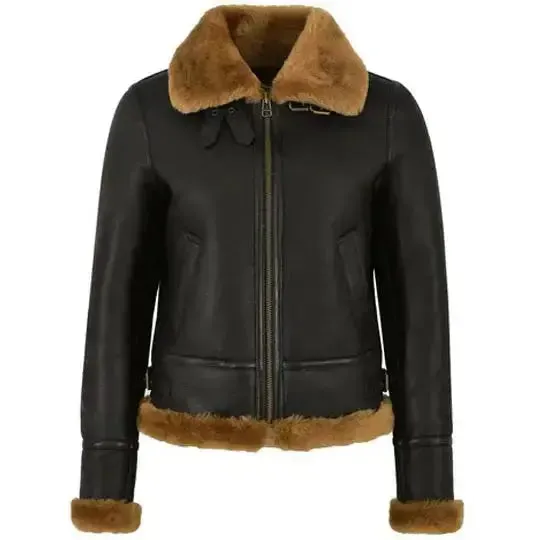 Women's B3 RAF Aviator Flying Shearling Bomber Jacket