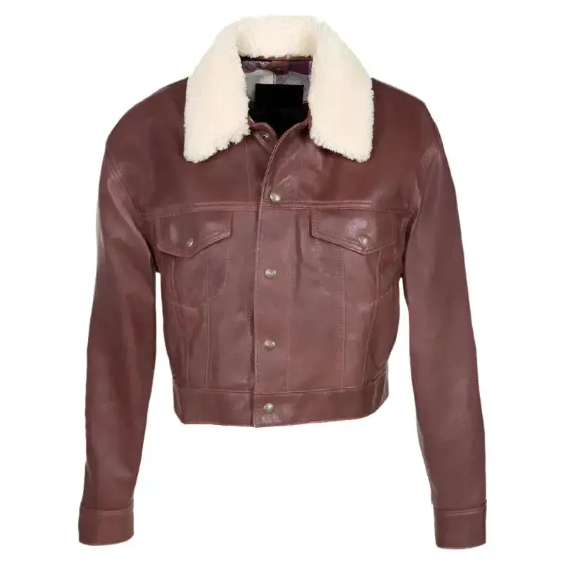 Women's Chestnut Brown Shearling Jacket – Warm & Stylish Winter Wear