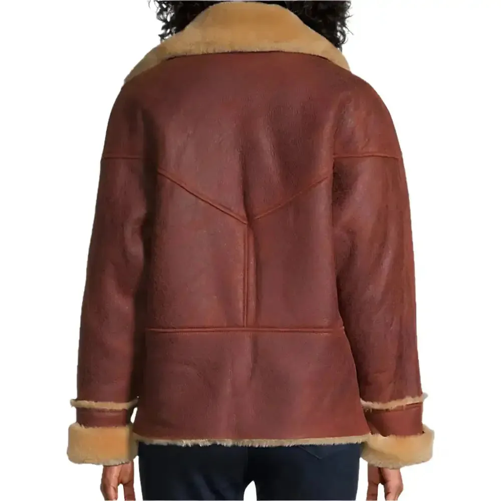 Women's Luxury Sandro Shearling Moto Jacket – Stylish & Warm