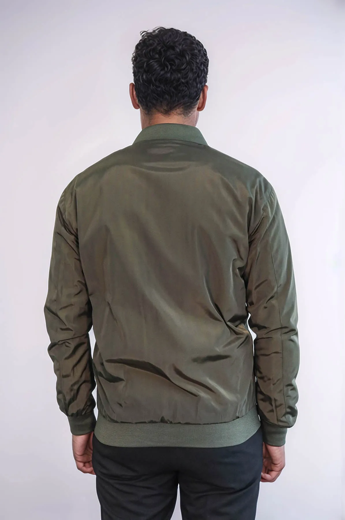 Zippered Flap Pockets Khaki Men Bomber Coat - Wessi